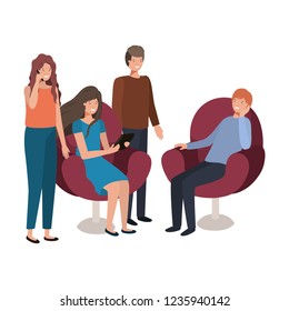 group of people using technology devices