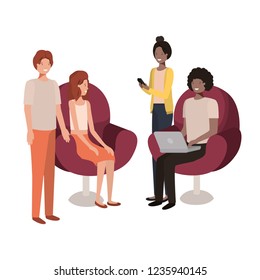 group of people using technology devices