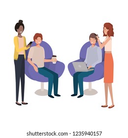 group of people using technology devices