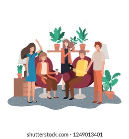 group of people using technology devices