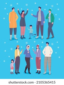 group of people using winter clothes