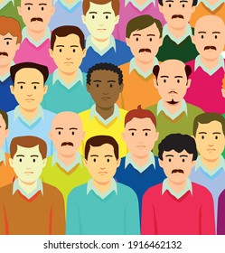 Un grupo de personas de diversas razas. Ilustración vectorial en estilo plano
