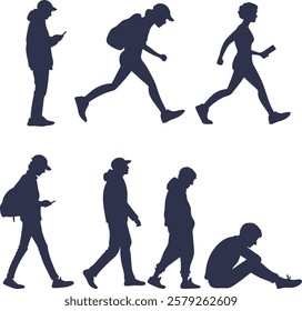 Group of people Vector characters - silhouettes - set of silhouette of people