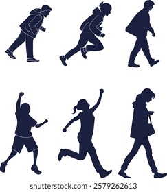 Group of people Vector characters - silhouettes - set of silhouette of people