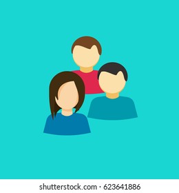 Group of people vector icon, flat cartoon style persons together, idea of team staff, men and woman, social cooperation isolated