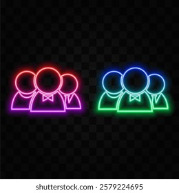 Group of people vector icon. neon style.