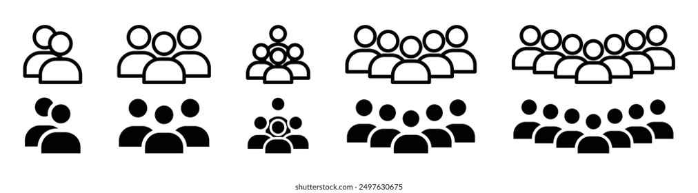 Conjunto de iconos de Vector de grupo de personas. símbolo de equipo de persona.