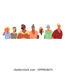 a group of people. vector image of people of different races and genders. portrait of people