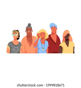 a group of people. vector image of men and women in colored clothes