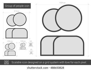 Group of people vector line icon isolated on white background. Group of people line icon for infographic, website or app. Scalable icon designed on a grid system.