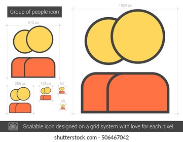 Icono de línea vectorial de grupo de personas aislado en fondo blanco. Icono de línea de grupo de personas para infografía, sitio web o aplicación. Icono escalable diseñado en un sistema de cuadrícula.