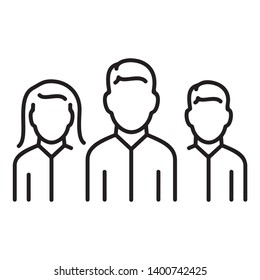 Group of people. Vector outline icon isolated on white background.