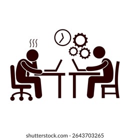 group of people vector silhouettes are working and discussing
