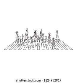 group of people walking characters