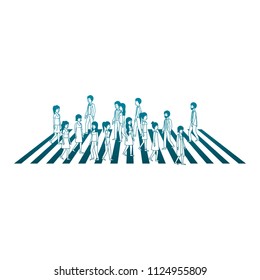 group of people walking characters