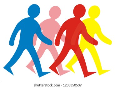 Group Of People Walking, Conceptual Vector Icon