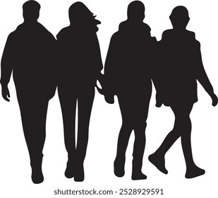 group of people walking with silhouette illustration