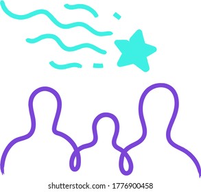 Un grupo de personas viendo caer una estrella en el cielo