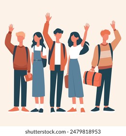 A Group of People Waving Hands