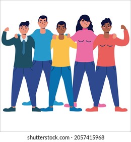 group of people with we can do it message illustration.