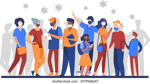 Group of people wearing mask to prevent the spread of covid