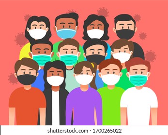 Grupo de personas con máscaras para evitar la propagación del virus