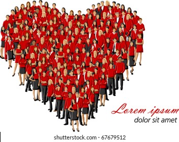 Group Of People Wearing Red Clothes Forming A Big Heart