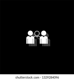 Group people. White flat simple icon with shadow