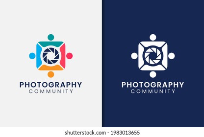 A Group of People Who Forming the Camera Body, Photography Community Logo Design.