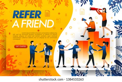 Group of people who shake hands and make deals, businesses to refer a frined and multi level marketing . concept vector ilustration. can use for, landing page, ui, web, mobile app, poster,flayer