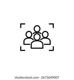 Un Grupo De Personas Dentro De Un Marco De Enfoque, Que Representa A Una Audiencia Dirigida, Un Equipo Enfocado O Un Grupo De Individuos. Diseño Sencillo, Limpio Y Moderno.