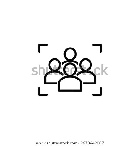 A Group Of People Within A Focus Frame, Representing A Targeted Audience, A Focused Team, Or A Group Of Individuals. Simple, Clean, And Modern Design.