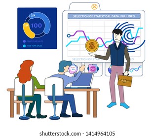 Group of people work at new business project. Business presentation.