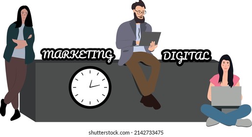 
Group of people working on PC on digital marketing
