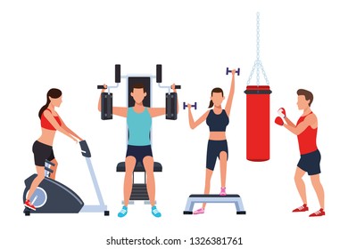 group of people working out in the gym