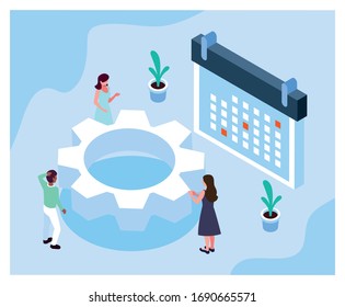 group of people working and planning their business vector illustration design
