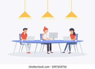 Group of people working. Team work concepts vector illustration