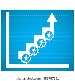 Group Of People Working Together On Gears To Raise A Graph