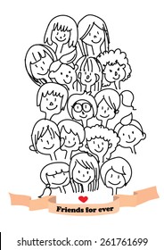 group of people for you design style quick sketch ,friend for ever vector EPS 10