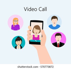 Group Peoples Conference And Chat Using Video Call