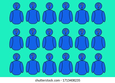 group of peoples with question mark. Concept of Random people and teamwork