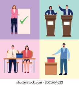 group of persons in election day