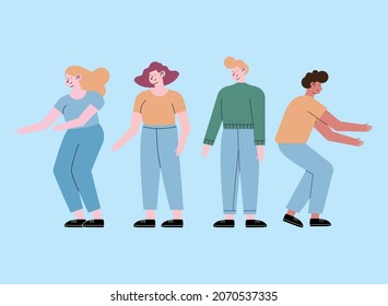 group of persons standing characters