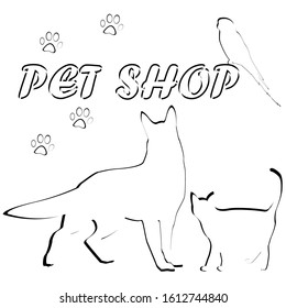 Group of pets for pet shop logo