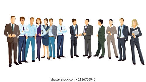 Group picture with diverse business people, illustration