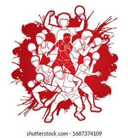Group of Ping Pong players, Table Tennis players action cartoon sport graphic vector.