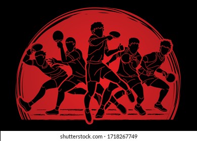 Group of Ping Pong players, Table Tennis players action cartoon sport graphic vector.