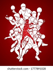 Group of Ping Pong players, Table Tennis players action cartoon sport graphic vector.