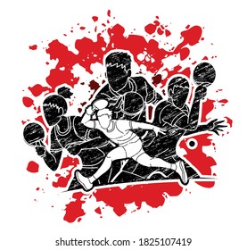 Group of Ping Pong players, Table Tennis players action cartoon sport graphic vector.	