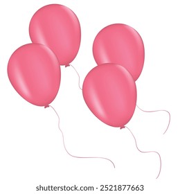 Group of Pink Air Balloons Flying. Birthday, Party Decoration. Realistic Vector. It's a Girl! Gender Reveal Celebration.